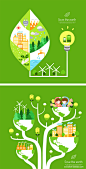 手绘扁平绿色环保资源再生海报_PSD分层：