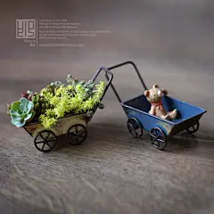 复古小推车小花盆多肉陶瓷花盆ZAKKA家居装饰摆件多肉组合盆栽