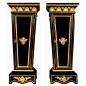 Pair of 19th Century French Louis XVI Style Ebony, Brass and Ormolu Pedestals | From a unique collection of antique and modern pedestals and columns at http://www.1stdibs.com/furniture/building-garden/pedestals-columns/: 