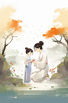 AI数字艺术中国风水墨古风教师节插画