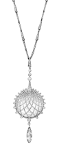 Cartier Biennale Necklace - White gold, one briolette-cut diamond, rock crystal, brilliants. PHOTO Vincent Wulveryck © Cartier 2012