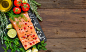 Salmon with vegetables and herbs