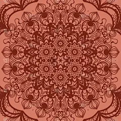 东方花卉图案。曼荼罗的设计。矢量插图。手绘万花筒背景。红砖色