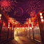 新年首图高清素材 中国风 主图 年货街 新年 灯笼 背景 设计图片 免费下载