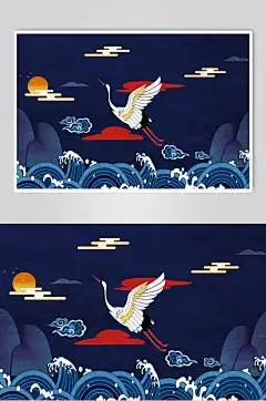 国潮祥云锦鲤中国风背景海报