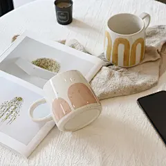 小清新粉色北欧陶瓷马克杯创意手绘咖啡杯牛奶杯女生水杯家用杯子-淘宝网