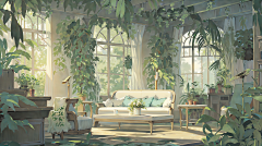 AI唯美室内场景素材 日系动漫室内场景背景插画图片 游戏美术资源