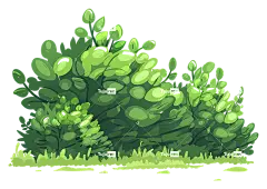 灌木丛森林树木自然绿色-郁郁葱葱，绿色森林，和平，自然主义，卡通形象