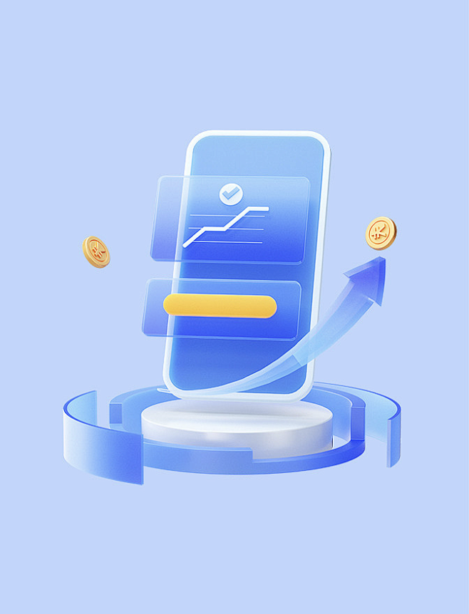 c4d商务金融理财基金投资货币手机3D元...