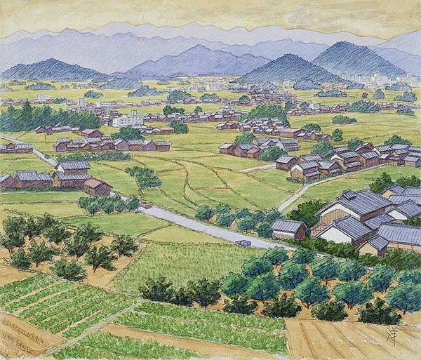 辻本洋太郎日本乡村风景水彩 -  茶 -...