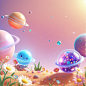00011-3313721802-cartoon rendering,(warm tone),cartoon,clay texture,3d,rending,hazy edge light,HD,highres,panorama,_nobody,crystal planet,univers