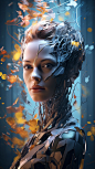机械3D虚拟机器人科技未来数字人女性头像