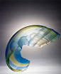 彩色海浪，艺术家 Graham Muir 玻璃艺术作品