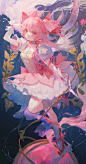 动漫 2151x4096 动漫 动漫女孩 数字艺术艺术品 2D 肖像显示 垂直 Matcha_ Mahou Shoujo Madoka Magica Kaname Madoka 魔法少女穿着粉红色的头发 粉红色的眼睛