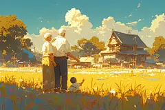 孩子与父母离别插图插画