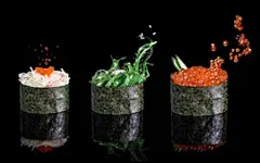 预览壁纸 食物，紫菜，鱼子酱，芝麻，蔬菜，黑色的背景