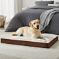 Amazon.com: WESTERN HOME WH 大号狗床适用于大型犬,狗床大号狗带软玫瑰毛绒可拆卸可洗罩,矫形蛋箱泡沫支撑和防滑底部,防水宠物床垫 : 宠物用品