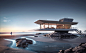The Beach House : The conceptual residence was designed as a place where absolute freedom of mind and body prevails. With a minimal, contemporary look, a horizontal structure floats over the beach. This offers magnificent panoramic views of the surroundin
