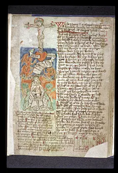 The Carthusian Miscellany一书中主要是宗教散文和诗歌，是15世纪中后期的手抄本，其中也包括了曼德维尔旅行记的文本，全书使用英语写就，里面绘制了圣母玛利亚、耶稣基督、耶路撒冷、罗马、巴比伦、圣伤、圣心、耶稣受难、美德图式等等宗教图像，也有来自曼德维尔旅行记的插画。 ​​​​