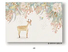 蕊西美式田园麋鹿花鸟墙纸客厅卧室电视背景墙壁画手绘无纺布壁纸-tmall.com天猫