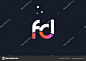 Fd f d 粉色紫色白色蓝色字母字母标志图标模板 — 图库矢量图片