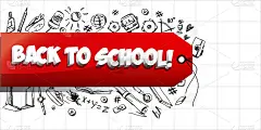 回学校!在一个孤立的白色背景上手绘的多色体文本。创意海报或横幅。