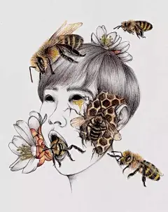 插画 | 圆珠笔的线条 怪诞的美