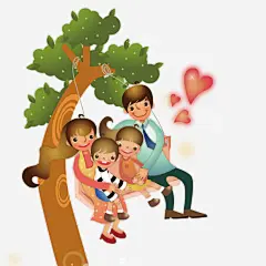 一家人树上荡秋千免抠素材_新图网 https://ixintu.com 家人 手绘 插画 树木 矢量人物 荡秋千