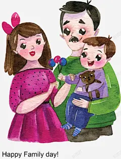 水彩手绘一家三口人矢量图高清素材 页面 设计图片 免费下载 页面网页 平面电商 创意素材 png素材