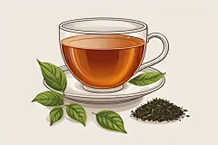 清新手绘谷雨时节微甜茶叶插画