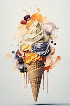 醇香浓郁的水果冰淇淋摄影图片