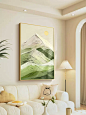 奶油风客厅落地装饰画山水肌理感油画玄关壁画大气沙发背景墙挂画-tmall.com天猫