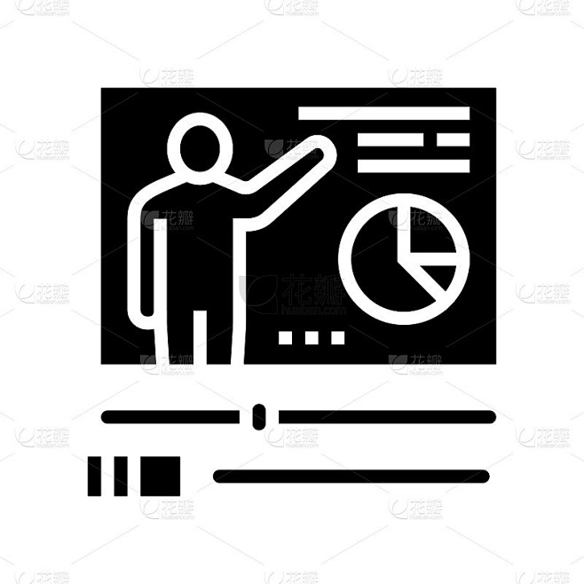 视频教育课，字形，图标，矢量插图