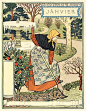 January（Janvier） - Eugene Grasset's 'Les Mois' - wonderful wood engravings of gardening throughout the year.