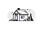 House rest relex life tree jungle home house line icon illustration