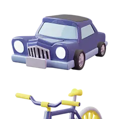 飞机汽车自行车游戏玩具交通工具Blend源文件_PNG：
