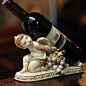原创设计欧式复古高档客厅餐厅摆设工艺品可爱小天使葡萄酒架摆件
