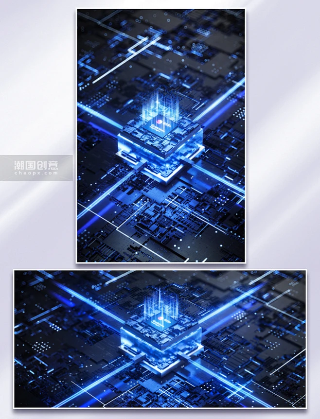 c4d科技科技风立体酷炫科技芯片智能背景图片_潮国创意-花瓣网