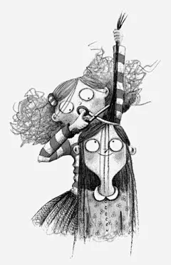 给女生剪头发高清素材 卡通 小孩 手绘 插画 欧美 箭头 素描 免抠png 设计图片 免费下载