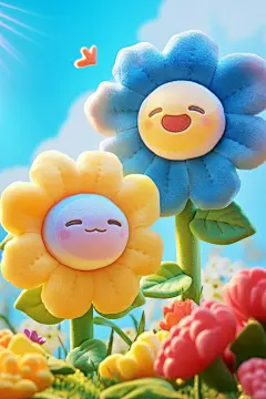春天花朵手工模型元素