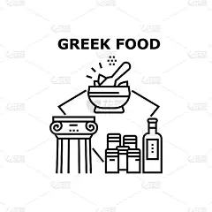 希腊食品图标矢量插图