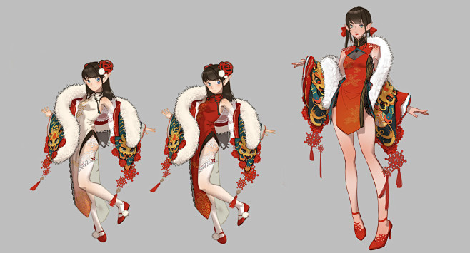 去年给天谕手游制作的春节时装.
The ...