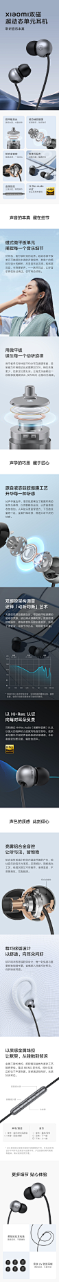 Xiaomi双磁超动态单元耳机 - 一款迭代版的有线耳机。首次采用微平板单元发声。真的很mini，还没有我指甲盖大。5月中最新上架！祝大卖