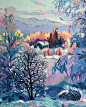 俄罗斯ins博主Anastasia Trusova的风景画，通过万花筒的镜头描绘了欧洲的乡村和森林。鲜明的色彩融合的恰到好处，美好的田园牧歌氛围让人喜欢~
