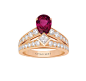 Chaumet Josephine ring in pink gold with diamonds and a pear-shaped rubellite (￡8,302; chaumet.com).@北坤人素材