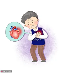 心脏疾病彩色手绘老年病痛医疗健康插画 医疗保健 健康诊断