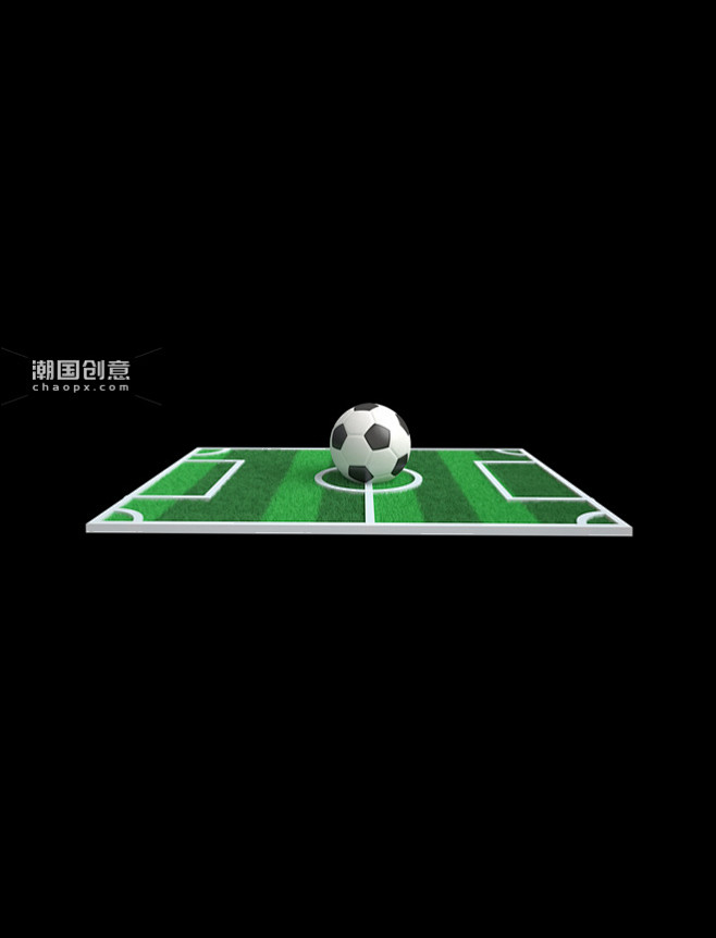 3D立体足球绿色草地足球场足球图片_潮国...