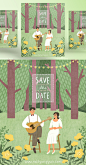 新婚蜜月婚礼系列插画PSD高清分层素材 Save The Date ti331a1904 :  