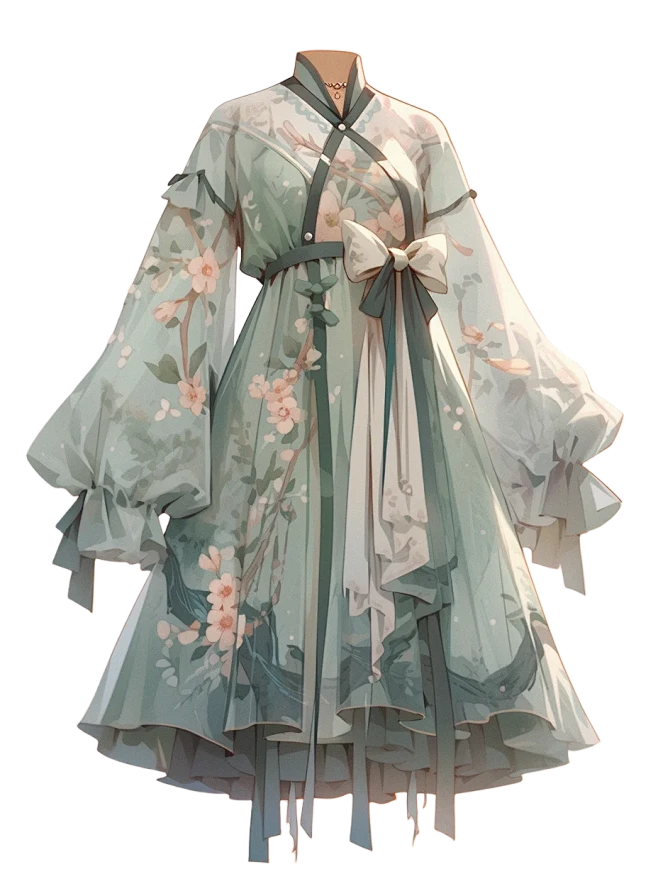 Vol.1新中式古风连衣裙｜oc服装设计素材-花瓣网