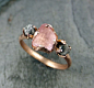 Sarah Dawley says: I love this ring so much. This is what I would want. Some color and character. Diamonds are boring to me. This is my style! Raw Pink Tourmaline Diamond 14k Rose Gold Engagement by byAngeline, $995.00: 